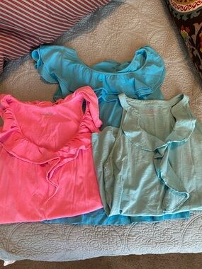 Bundle - Lilly Pulitzer Ruffle Tank Trio - Pink, Aqua & Teal